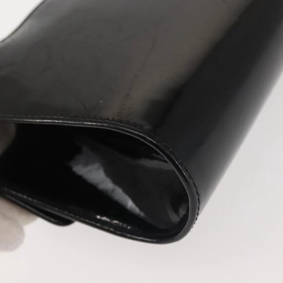 Salvatore Ferragamo Chain Gancini Shoulder Bag Enamel Black Gold Auth 142666 - Picture 5 of 16
